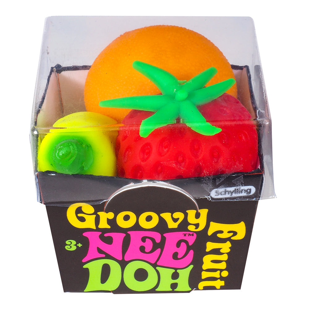 Nee Doh Groovy Fruits, Nee Doh Groovy Fruits,NeeDoh Groovy Fruits,NeeDoh Groovy Fruits Toy,Nee Doh stress balls,Needoh toys,Needoh fidget toys, Nee Doh Groovy Fruits – Squeeze, Squish, and De-Stress! Bring a burst of fruity fun to playtime with Schylling’s Nee Doh Groovy Fruits! This unique squishy fidget toy set features three super-stretchy and squeezable fruit-shaped characters: Boss Banana, Outta Sight Strawberry, and Far Out Orange. Whether used for stress relief, focus, or just pure fun, these vibrant