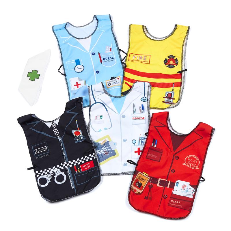 Occupational Tabards Set of 6, Occupational Tabards Set of 6,Dressing up Cloaks Set ,Childrens Dressing up costumes,dressing up toys,dressing up cloaks, Occupational Tabards Set of 6,Dive into the world of professions and inspire young imaginations with our Occupational Tabards Set of 6. Crafted with utmost precision, these tabards are a wonderful addition to any playtime wardrobe, offering a fun and engaging way to introduce children to various occupations. Features: Vibrant OccupationsDive into the world 