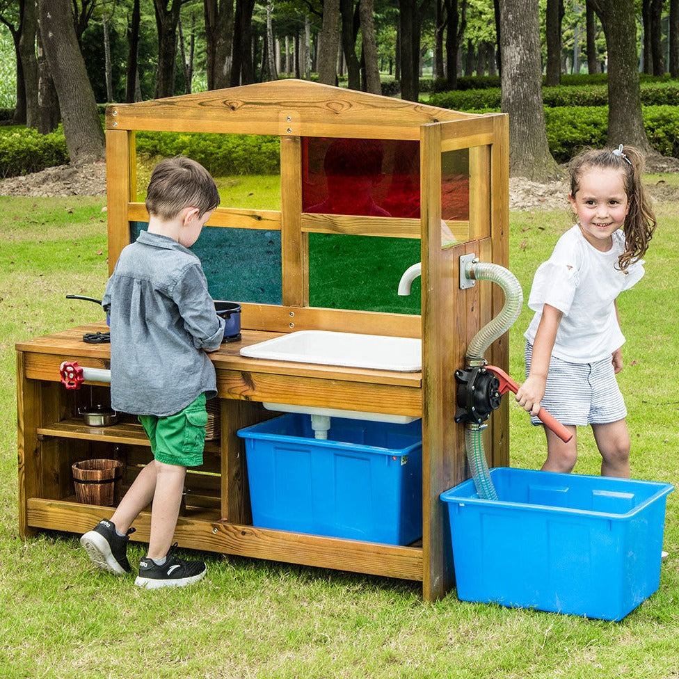 Outdoor Coloured Takeaway Kitchen, Outdoor Coloured Takeaway Kitchen,Outdoor play,outdoor kitchen,outdoor wooden play toys,outdoor messy play, Outdoor Coloured Takeaway Kitchen,Inspire collaboration and messy play with our amazing Outdoor Coloured Takeaway Kitchen. With its water pump and colourful windows, it’s the perfect addition to your outdoor equipment Product specifications: Size: L 120 x W 45.3 x H 120.8 cm Made from solid pineInspire collaboration and messy play with our amazing Outdoor Coloured Ta