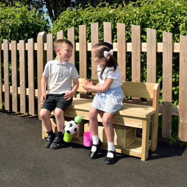 Outdoor Storage Buddy Bench, Outdoor Storage Buddy Bench,Outdoor school seating,playground seating,playground equipment, Outdoor Storage Buddy Bench,Introducing the Outdoor Storage Buddy Bench, a versatile and essential addition to any playground. This bench offers a perfect combination of seating comfort and ample storage space for trays, boxes, or crates. Designed with children in mind, it grants them easy access to all their playground essentials convenientlyIntroducing the Outdoor Storage Buddy Bench, a