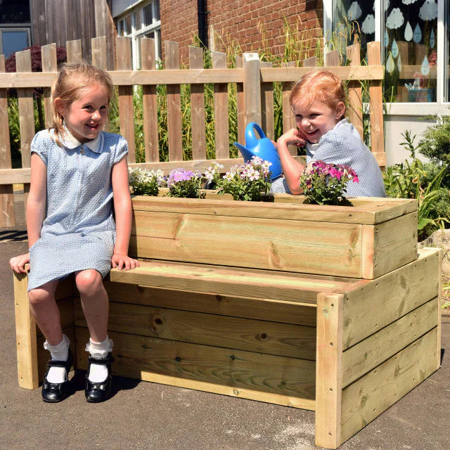 Outdoor Wooden Double-Sided Bench Planter, Outdoor Wooden Double-Sided Bench Planter,Outdoor school seating,playground seating,playground equipment, Outdoor Wooden Double-Sided Bench Planter,The Outdoor Wooden Double Sided Bench Planter is a remarkable addition to any outdoor play area. Its unique design allows for up to 3-4 children to comfortably sit on each side, fostering a collaborative and social environment. This bench planter not only provides a seating area, but also creates anThe Outdoor Wooden Do