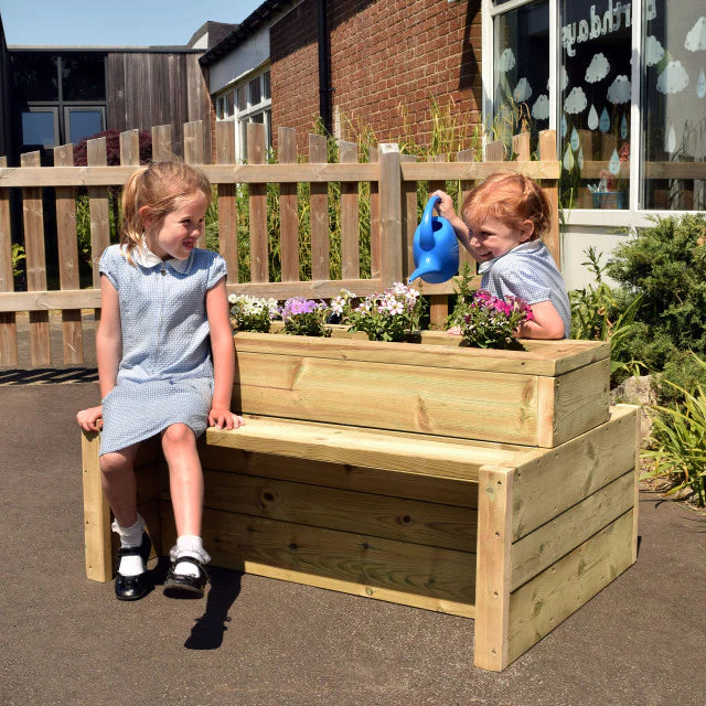 Outdoor Wooden Double-Sided Bench Planter, Outdoor Wooden Double-Sided Bench Planter,Outdoor school seating,playground seating,playground equipment, Outdoor Wooden Double-Sided Bench Planter,The Outdoor Wooden Double Sided Bench Planter is a remarkable addition to any outdoor play area. Its unique design allows for up to 3-4 children to comfortably sit on each side, fostering a collaborative and social environment. This bench planter not only provides a seating area, but also creates anThe Outdoor Wooden Do