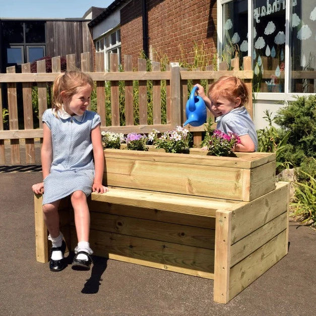 Outdoor Wooden Double-Sided Bench Planter, Outdoor Wooden Double-Sided Bench Planter,Outdoor school seating,playground seating,playground equipment, Outdoor Wooden Double-Sided Bench Planter,The Outdoor Wooden Double Sided Bench Planter is a remarkable addition to any outdoor play area. Its unique design allows for up to 3-4 children to comfortably sit on each side, fostering a collaborative and social environment. This bench planter not only provides a seating area, but also creates anThe Outdoor Wooden Do