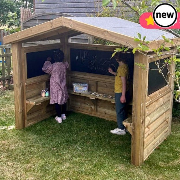 Outdoor Wooden Mark Making Hut, Outdoor Wooden Mark Making Hut,Outdoor Mark Making EYFS,Playground equipment,school playground equipment,school playground wooden houses, Outdoor Wooden Mark Making Hut,The perfect resource for outdoor learning, Newby Leisure’s Outdoor Mark Making Hut is both educational and fun and ideal for any EYFS setting! Our robust hut offers endless hours of creative fun for primary and nursery children along with enhancing literacy, maths, and art skills as they make marks. Equipped w