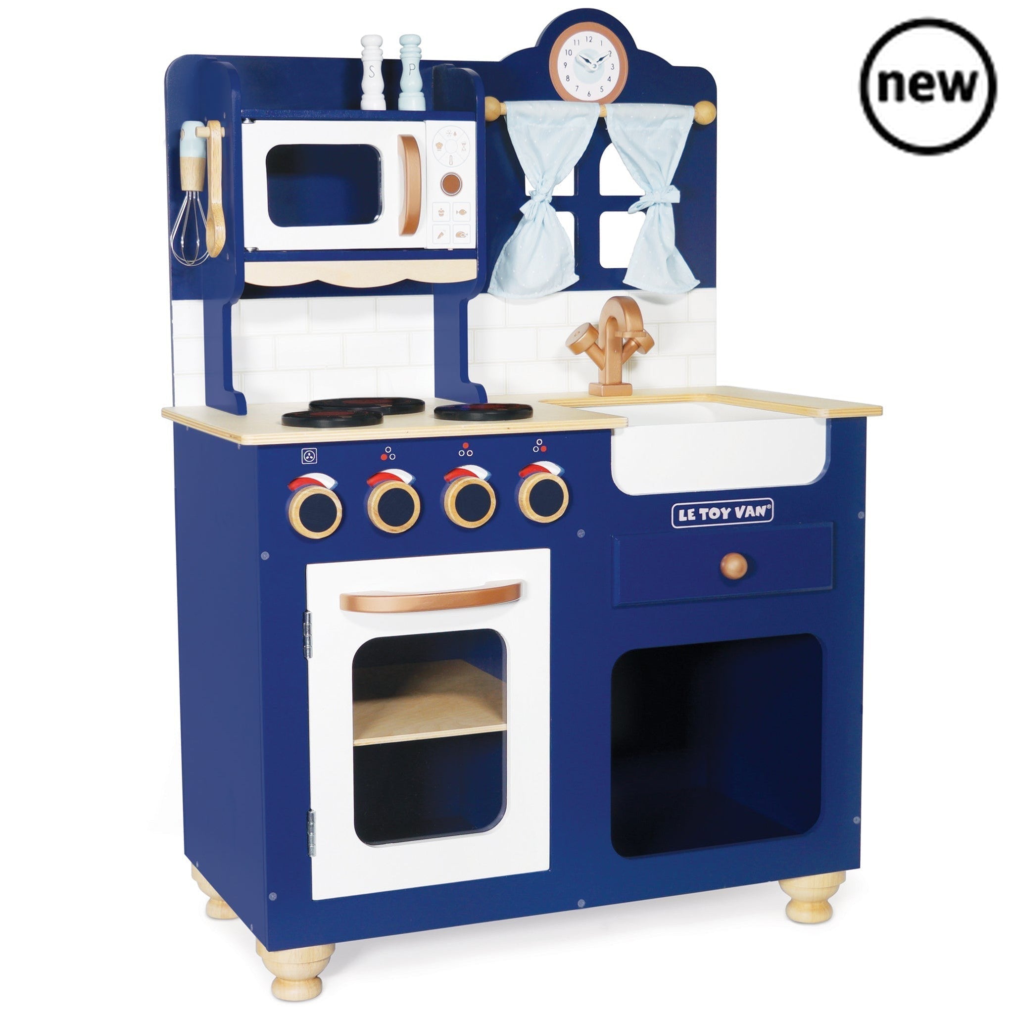 Oxford Toy Kitchen, , Oxford Toy Kitchen,Description Our award winning Oxford Kitchen is a real stunner. Made from durable, sustainable wood, it's eye-catching original design and beautiful craftsmanship make it a real showstopper! Painted in a striking royal blue colourway and finished with copper effect detailing, this traditional toy makes a great addition,Oxford Toy KitchenDescription Our award winning Oxford Kitchen is a real stunner. Made from durable, sustainable wood, it's eye-catching original desi