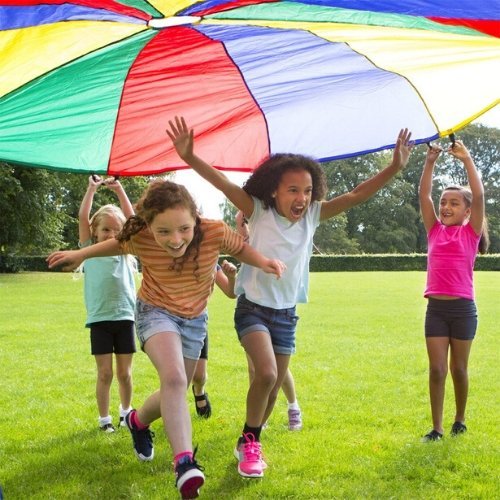 Parachute Games 9 metres, Parachute Games 9 metres,parachute games,special needs parachute,sensory parachute,parachute games cheap,sensory games parachute, Parachute Games 9 metres,Parachute play is a novel and fun way of encouraging new skills and development. This 9 Metre Parachute is colourful and sometimes calming, it can create soft, whispering sounds, or loud rippling noises, depending on how quickly it is moved. Working together encourages co-operation, trust, communication and social skil,Parachute 