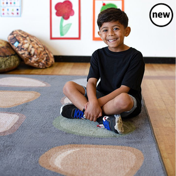 Pebble Placement Carpet 3m x 3m, Pebble Placement Carpet 3m x 3m,Classroom carpet,classroom rugs,classroom placement carpets, Pebble Placement Carpet 3m x 3m,Neutral pebble placement carpet, perfect for creating a calm environment in the classroom.With 30 pebble shaped placement spots making it ideal for seating a full class. The soft, muted colours which can help promote quiet time and child wellbeing. Features a heavyNeutral pebble placement carpet, perfect for creating a calm environment in the classroom