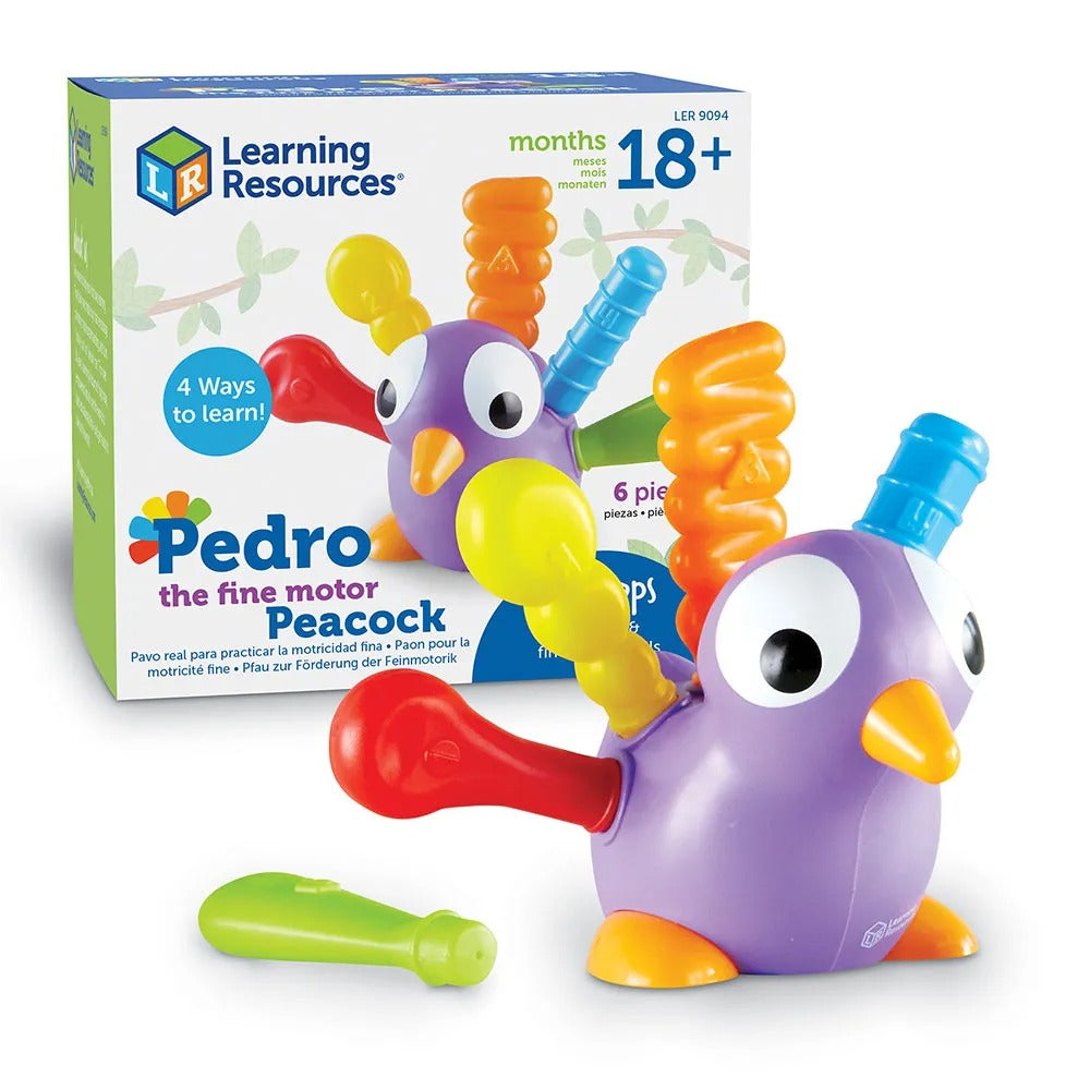 Pedro the Fine Motor Peacock, Pedro the Fine Motor Peacock,Fine motor skills resources,fine motor skills toys,numeracy resources,school numeracy resources,school classroom resources, Pedro the Fine Motor Peacock,Pedro the Fine Motor Peacock Meet Pedro the Fine Motor Peacock, the playful and educational toy that helps young children develop essential fine motor skills while introducing colours, numbers, and tactile play. With his vibrant feathers and engaging design, Pedro is the perfect companion for early 