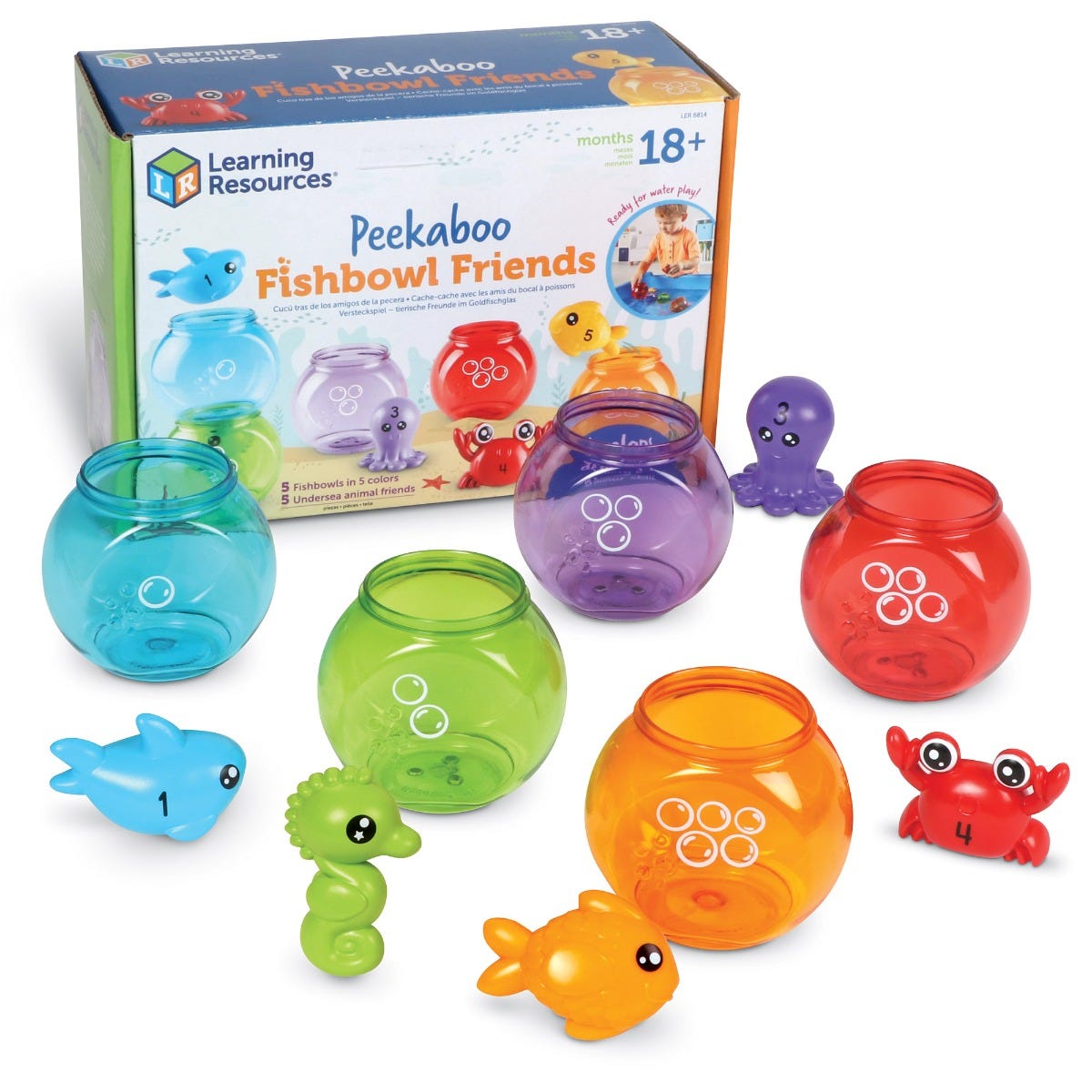 Peekaboo Fishbowl Friends, Peekaboo Fishbowl Friends,numeracy resources,school numeracy resources,school classroom resources, Peekaboo Fishbowl Friends,Introducing the Peekaboo Fishbowl Friends, a set of toddler toys designed to promote early learning in a fun and interactive way. With these friendly sea creatures, little ones can engage in activities that enhance their counting, colours, matching, and fine motor skills.Each Peekaboo Fishbowl Friends set includesIntroducing the Peekaboo Fishbowl Friends, a 