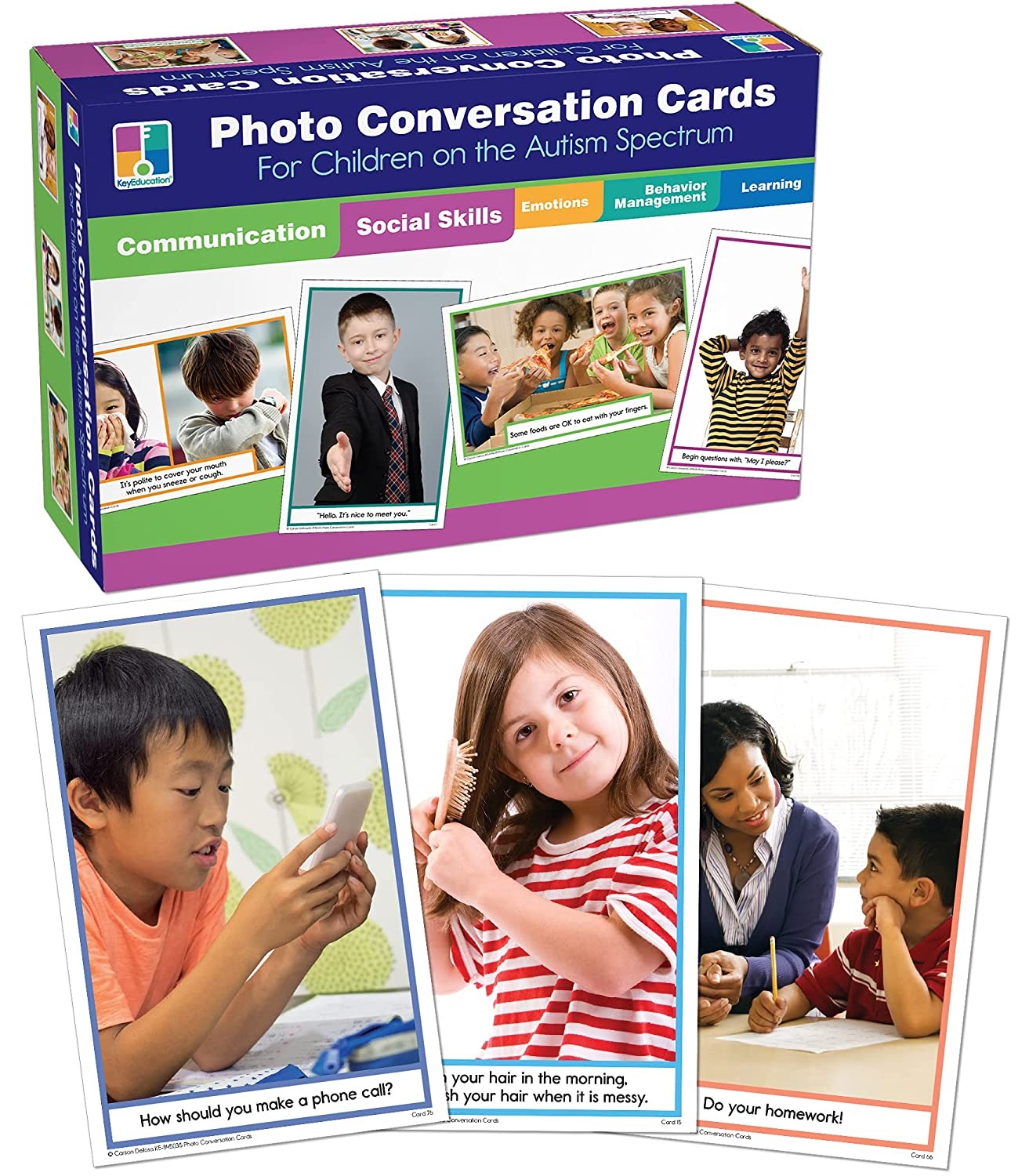 Photo Conversation Cards, Photo Conversation Cards,Facial Expressions Learning Cards,Feelings Bulletin Board Set,feelings resources,childrens feelings resources,autism feelings resources, Photo Conversation Cards,The Photo Conversation Cards set includes 90 photo cards each with an accompanying social story and practical ideas and suggestions for helping children develop social and communicating skills.The Photo Conversation Cards are organized by card number and topic for easy reference: Meeting and Greeti