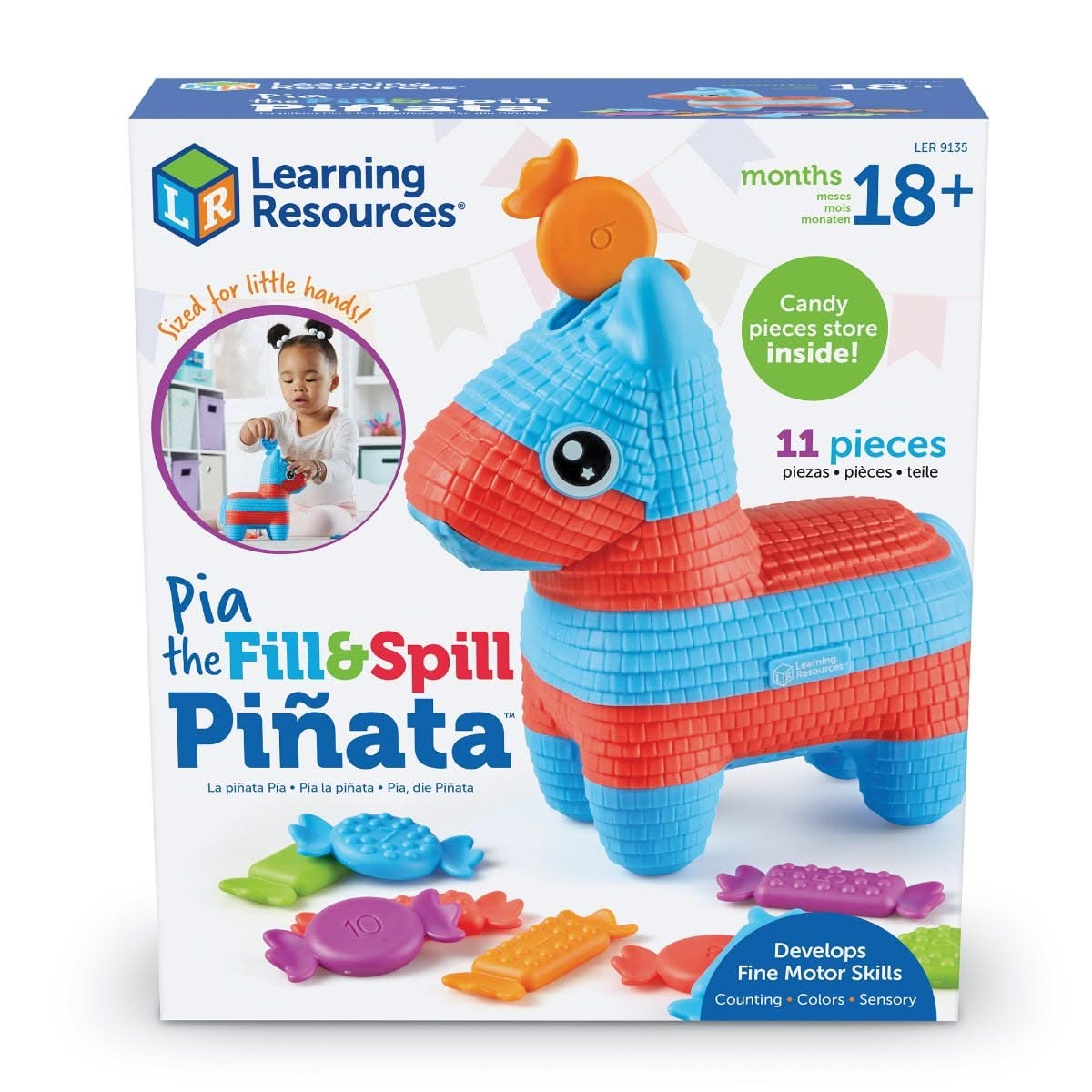 Pia The Fill & Spill Pinata, Pia The Fill & Spill Pinata,Fine Motor resources,Fine motor tools resources,Fine motor skills toys, Pia The Fill & Spill Pinata,It’s a fine motor fiesta with Pia The Fill & Spill Pinata! As children drop the rainbow coloured play sweets into the back of this colourful, tactile piñata toy, they build fine motor skills such as the pincer grasp through fun play. Drop in the sweets, and then spill them out again! The 10 colourful pretend sweetsIt’s a fine motor fiesta with Pia The F