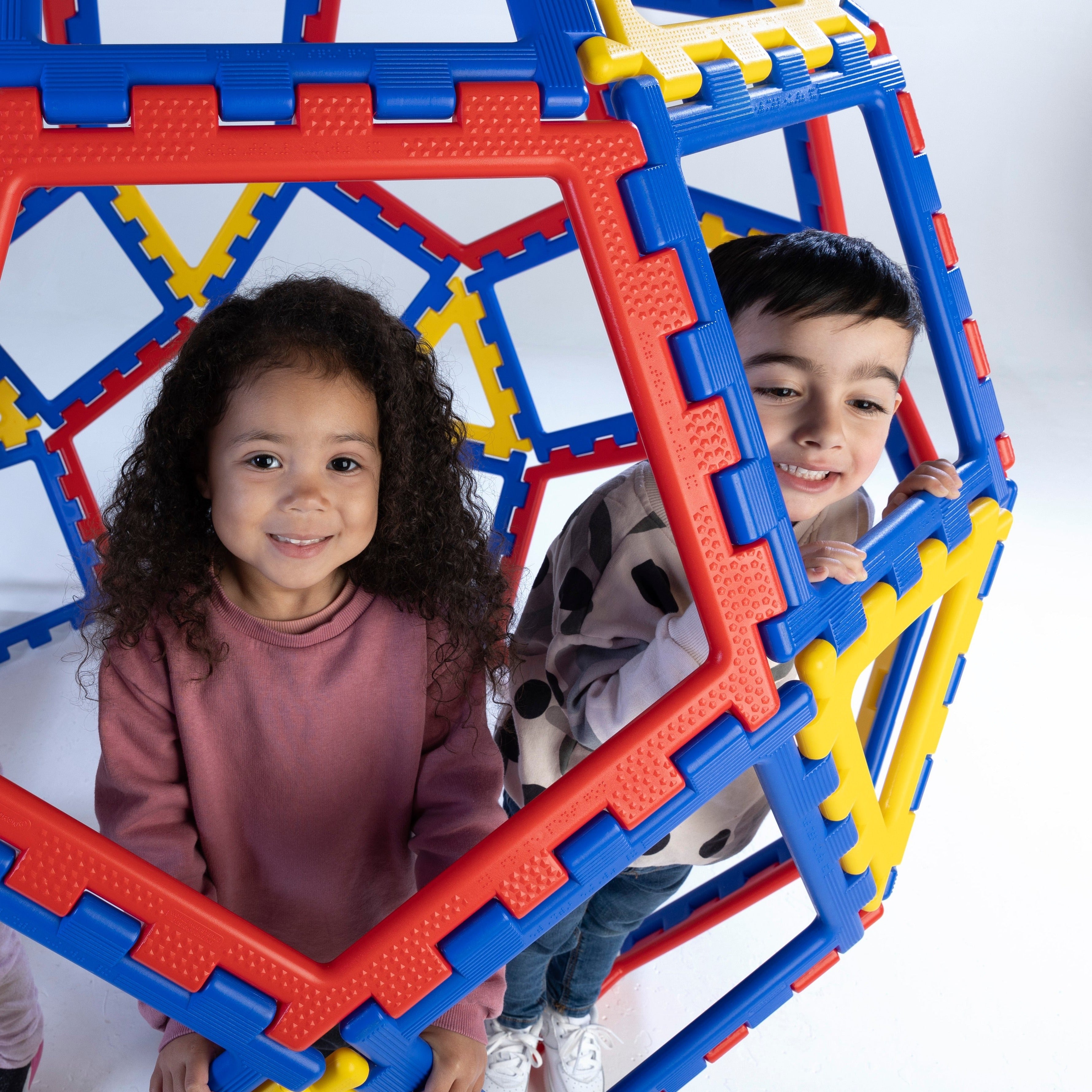 Polydron XL Geo Dome, Polydron XL Geo Dome,Polydron toys,Polydron discount code,,building blocks,sensory building blocks,sensory toys,fiddle toys,manual dexterity toys, Polydron XL Geo Dome,Create a stunning dome, ball or a variety of different geometric shapes with this 62 piece multifunctional set. Children and adults can work in tandem to create giant shapes and constructions. Pieces are large and chunky, with the square measuring approximately 400mm. Explore geometry, construction and interactive play,P