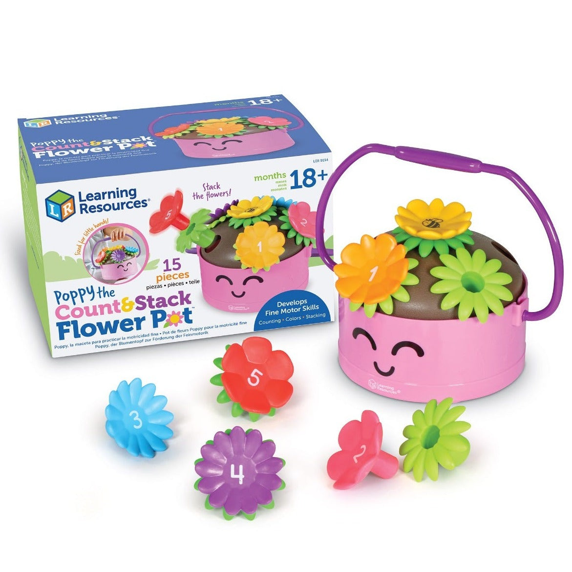 Poppy The Count & Stack Flower Pot, Poppy The Count & Stack Flower Pot,Sorting Resource,Fine Motor Skills resources, Poppy The Count & Stack Flower Pot,Meet Poppy and her 6 colourful count-and-stack-flowers! They're ready for preschool fine motor fun. Stack Poppy’s 2-piece flowers, then count them up with this flower pot toy. As they pick Poppy’s flowers or carry her around with her child-sized handle, toddlers and preschoolers build new skills during imaginativeMeet Poppy and her 6 colourful count-and-stac