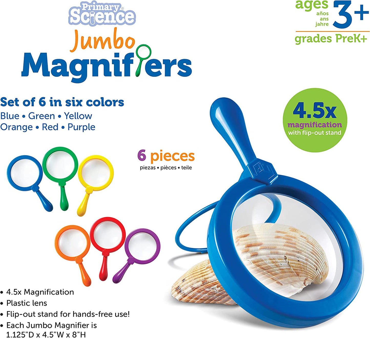 Primary Science Jumbo Magnifiers Set of 6, Primary Science Jumbo Magnifiers Set of 6,Jumbo Magnifiers set of 6,Learning Resources Jumbo Magnifiers Set of 6,childrens Jumbo Magnifiers, Primary Science Jumbo Magnifiers Set of 6,Primary Science Jumbo Magnifiers - Set of 6 Give children the tools they need to explore the wonders of the outdoors with the Primary Science Jumbo Magnifiers Set of 6. Designed specifically for little hands, these extra-large magnifiers are perfect forPrimary Science Jumbo Magnifiers 