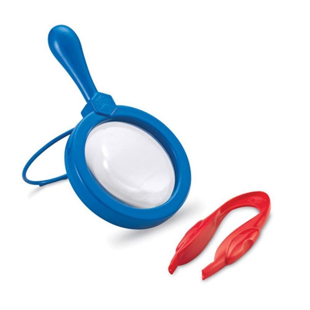 Primary Science Magnifier & Tweezers, Primary Science Magnifier & Tweezers,Childrens magnifying glass,Children's tweezers.Childrens exploration toys, Primary Science Magnifier & Tweezers,The Primary Science Magnifier & Tweezers is a chunky combo set for children to pick up and examine the world around them. The Learning Resources Jumbo Magnifier has a plastic lens which is perfect for younger children, as it won’t smash if dropped. The lens has a magnification of x4. 5 and comes with a pop-out stand fo,Prim