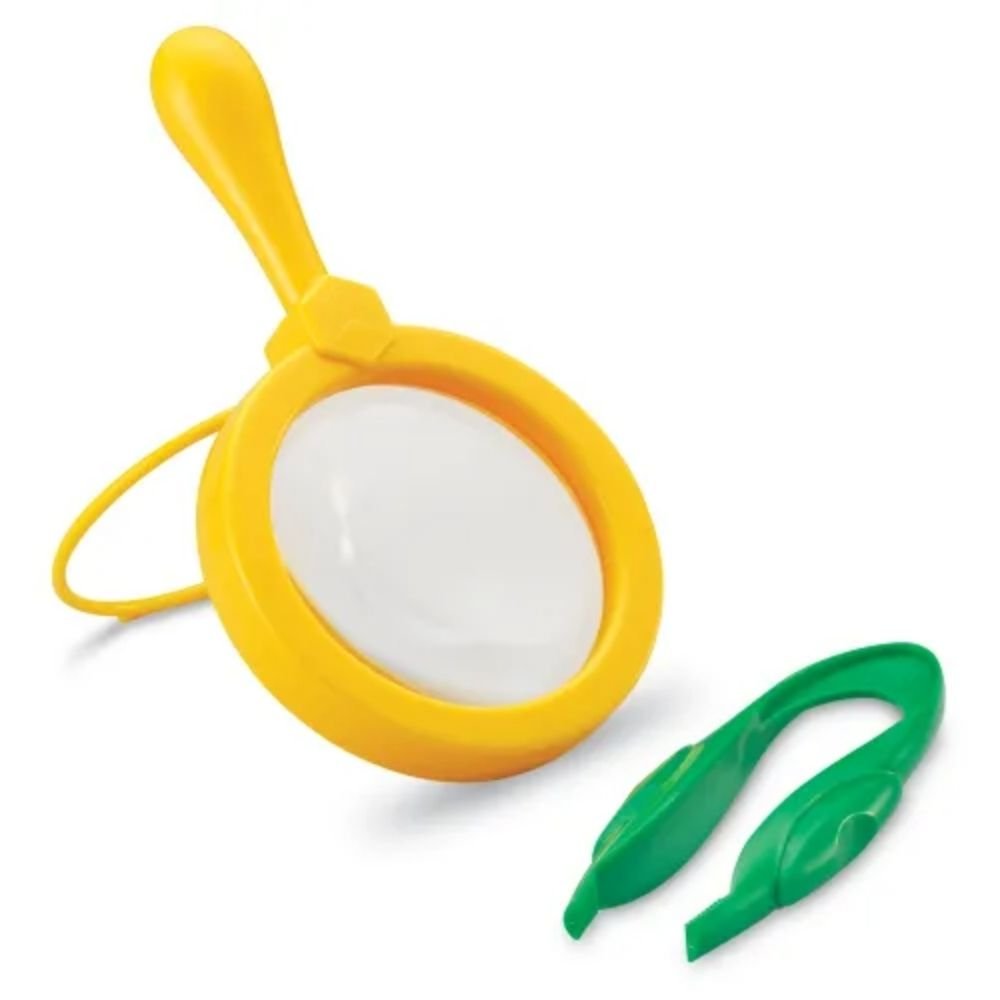 Primary Science Magnifier & Tweezers, Primary Science Magnifier & Tweezers,Childrens magnifying glass,Children's tweezers.Childrens exploration toys, Primary Science Magnifier & Tweezers,The Primary Science Magnifier & Tweezers is a chunky combo set for children to pick up and examine the world around them. The Learning Resources Jumbo Magnifier has a plastic lens which is perfect for younger children, as it won’t smash if dropped. The lens has a magnification of x4. 5 and comes with a pop-out stand fo,Prim