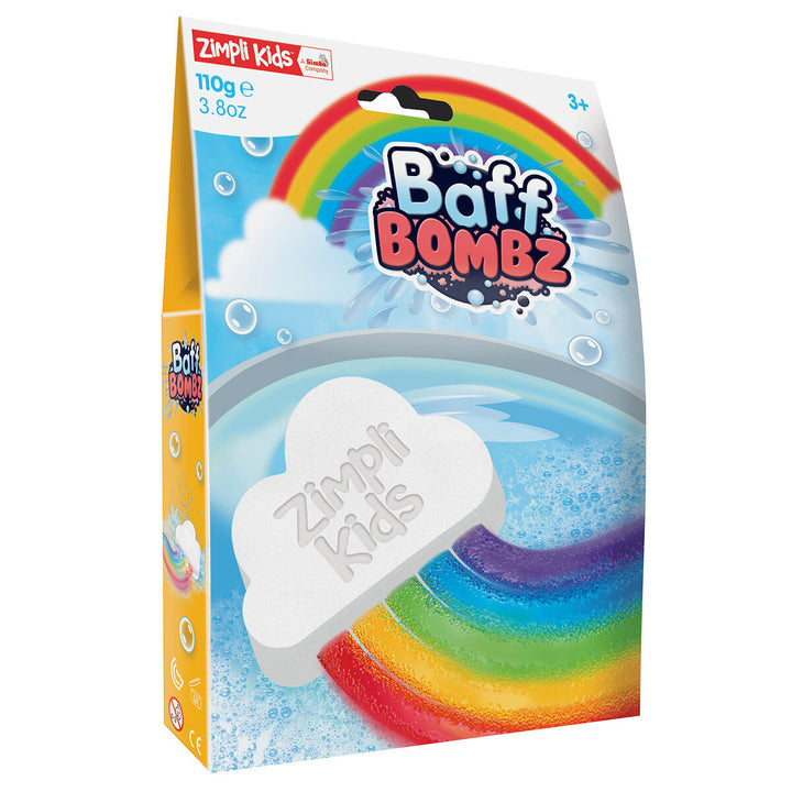 Rainbow Cloud Baff Bomb, Rainbow Cloud Baff Bomb,sensory bath bombs,sensory bath toys,Zimpli Kids Rainbow Cloud Baff Bomb, Rainbow Cloud Baff Bomb,Rainbow Cloud Baff Bomb – A Magical, Colourful Bath Adventure Turn bath time into a dazzling spectacle with the Rainbow Cloud Baff Bomb! This enchanting bath bomb creates a fizzing, bubbling rainbow effect as soon as it hits the water, transforming your bath into a swirl of vibrant colours. Perfect for sparkingRainbow Cloud Baff Bomb – A Magical, Colourful Bath A