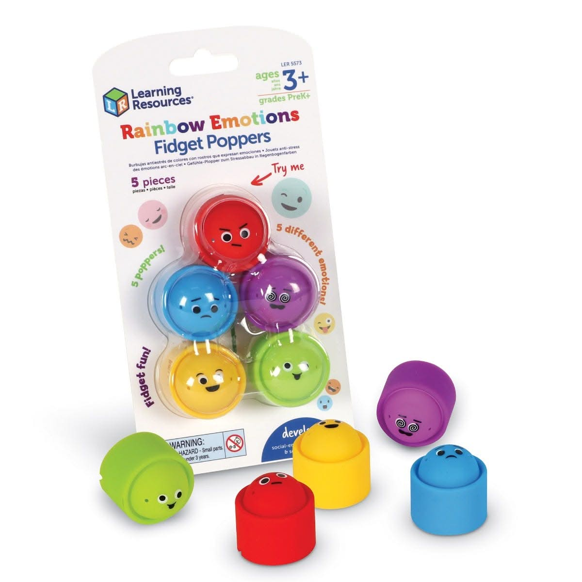 Rainbow Emotion Fidget Poppers, Rainbow Emotion Fidget Poppers,Learning Resources UK,fidget toy bubble popping popper,fidget toys, Rainbow Emotion Fidget Poppers,Introducing the Rainbow Emotion Fidget Poppers, the perfect tool to enhance social-emotional learning and sensory skills in children. The Rainbow Emotion Fidget Poppers are crafted from soft silicone and designed with little hands in mind, these captivating fidget poppers are a must-have for every child's fidget toyIntroducing the Rainbow Emotion F