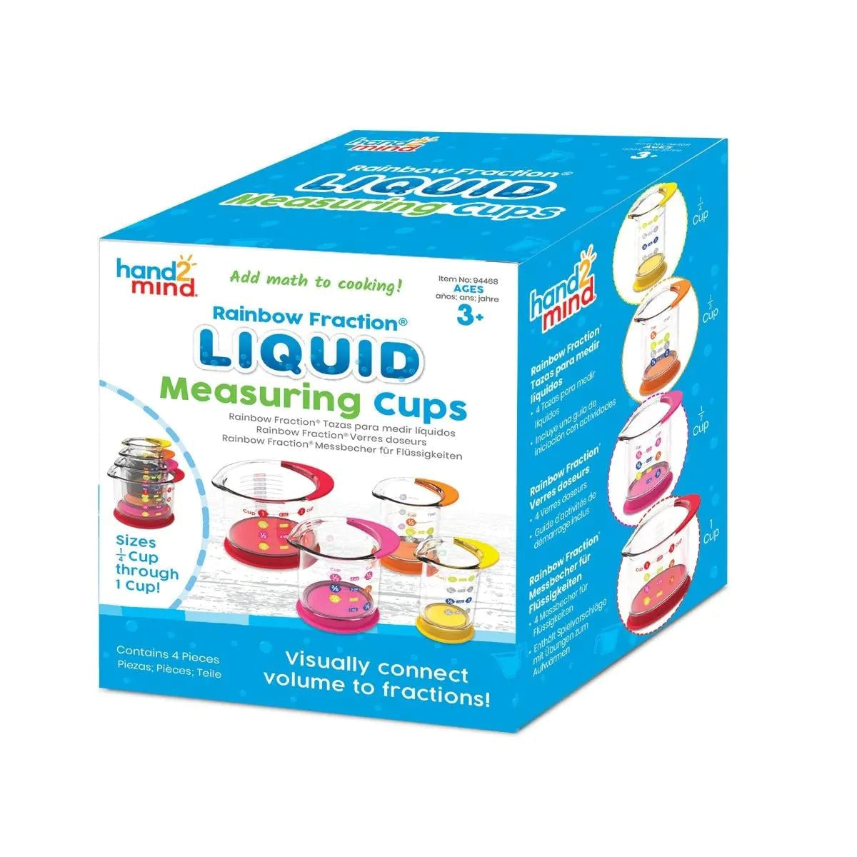 Rainbow Fraction Liquid Measuring Cups, Rainbow Fraction Liquid Measuring Cups,learning resources, learning to measure,fractions resources,EYFS measuring, Rainbow Fraction Liquid Measuring Cups,Make learning to measure easy and fun with the Rainbow Fraction Liquid Measuring Cups. These colorful, food-safe, dishwasher-safe, liquid measuring cups provide a hands-on way for children to learn measurement concepts such as volume, capacity, and fractions while cooking or engaging in imaginative play.Plus these Ra