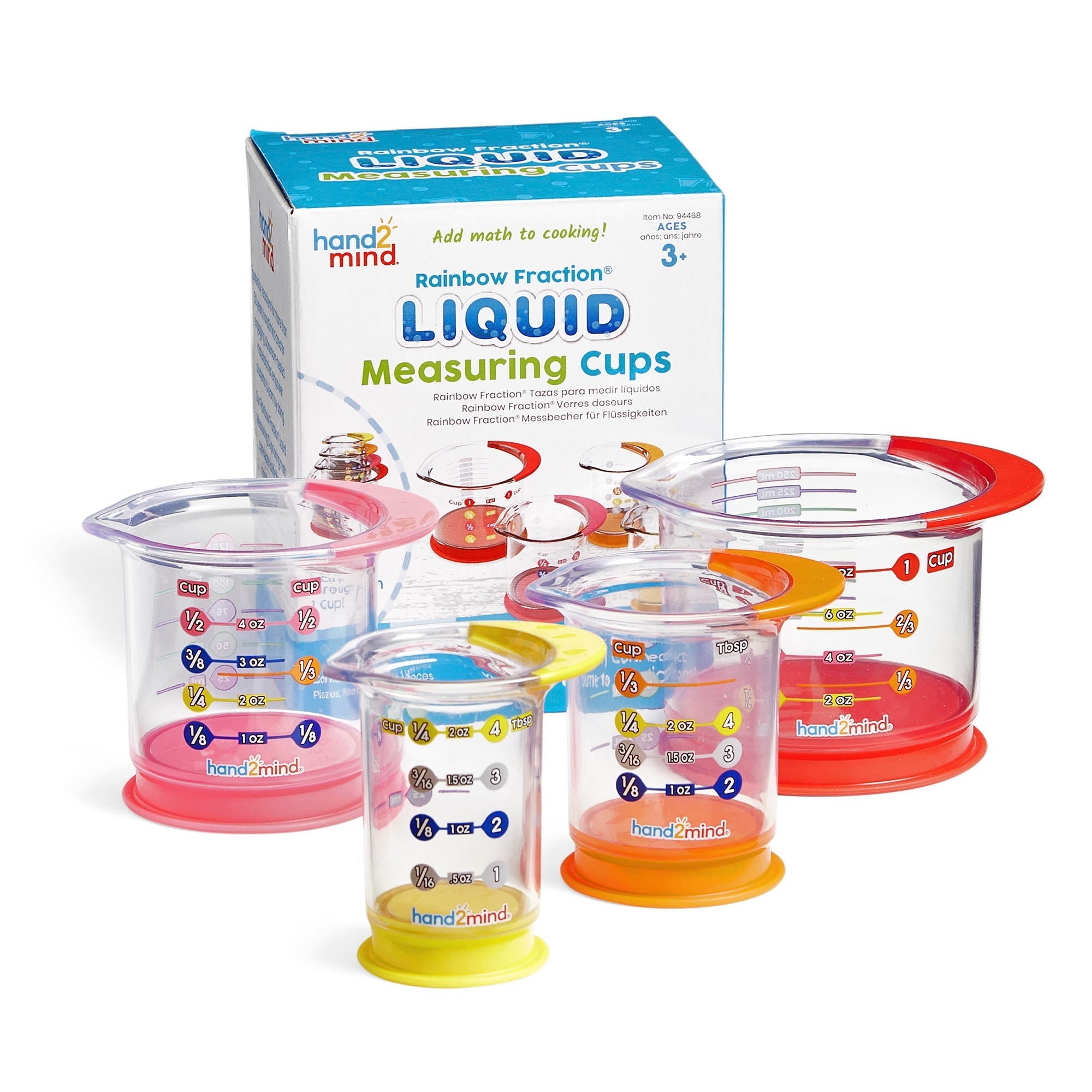 Rainbow Fraction Liquid Measuring Cups, Rainbow Fraction Liquid Measuring Cups,learning resources, learning to measure,fractions resources,EYFS measuring, Rainbow Fraction Liquid Measuring Cups,Make learning to measure easy and fun with the Rainbow Fraction Liquid Measuring Cups. These colorful, food-safe, dishwasher-safe, liquid measuring cups provide a hands-on way for children to learn measurement concepts such as volume, capacity, and fractions while cooking or engaging in imaginative play.Plus these Ra