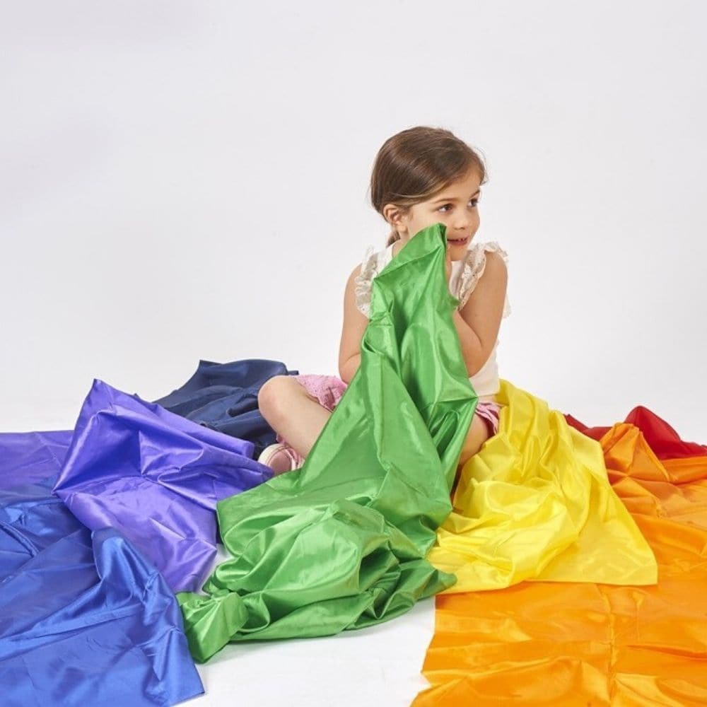 Rainbow Habutae Fabric Pack of 7, Rainbow Habutae Fabric Pack of 7,sensory scarves,sensory scarves,giant sensory scarves, Rainbow Habutae Fabric Pack of 7,The Rainbow Habutae Fabric Pack of 7 contains large pieces of material great for loose parts play, dress up, creating invitations to play and or use in treasure baskets and sensory areas! This Rainbow Habutae Fabric material is brightly coloured and feels silky to the touch and will brighten up any play time! CreateThe Rainbow Habutae Fabric Pack of 7 con