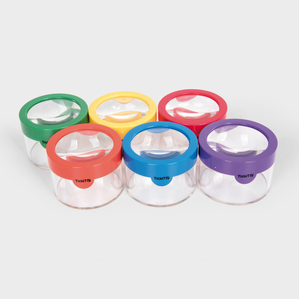 Rainbow Viewers Pack of 6, Rainbow Viewers Pack of 6,TickIT Rainbow Viewers,Rainbow viewers,exploration play resources, Rainbow Viewers Pack of 6,The Rainbow Viewers are a set of observation pots with a magnifier in the brightly coloured push on lids.The Rainbow Viewers are ideal for investigating natural resources up close. The Rainbow Viewers make it easy to view insects without harming and handling them. Can be used when children are investigating invertebrat,Rainbow Viewers Pack of 6The Rainbow Viewers 