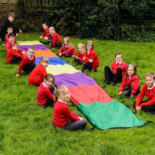 Rainbow Wave Parachute, Rainbow Wave Parachute,Sensory parachute,childrens parachute games,special needs parachute game, Rainbow Wave Parachute,Rainbow Wave Parachute – Fun and Fitness for Group Play The Rainbow Wave Parachute is a vibrant and engaging resource designed to inspire teamwork, physical activity, and imaginative play. Perfect for group participation, this brightly coloured parachute accommodates up to 30 children of all ages and abilities, makingRainbow Wave Parachute – Fun and Fitness for Grou