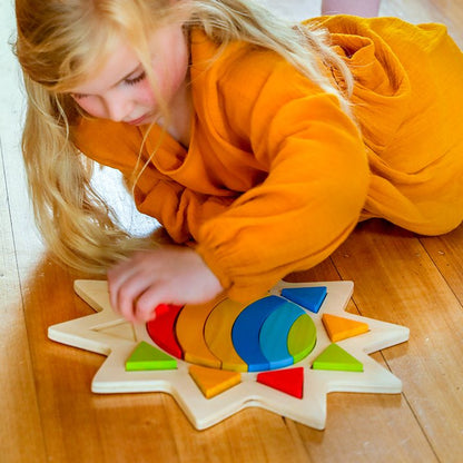 Rainbow in the Sun, Rainbow in the Sun,Freckled Frog Rainbow in the Sun wooden puzzle,wooden toy puzzles, Rainbow in the Sun,The Rainbow in the Sun is made of sturdy wooden material which ensures durability and long-lasting playtime for little ones. The vibrant colours and adorable sun shape make this Rainbow in the Sun puzzle a fun addition to playtime while still providing educational benefits. NotThe Rainbow in the Sun is made of sturdy wooden material which ensures durability and long-lasting playtime f