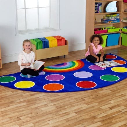 Rainbow™ Large Semi-Circle Placement Carpet, Rainbow™ Large Semi-Circle Placement Carpet,Rainbow Large Semi Circle Placement carpet,learning carpet,school corner carpets,classroom rugs, Rainbow™ Large Semi-Circle Placement Carpet,The Rainbow Large Semi-Circle Placement Carpet is ideal for reading areas or just a bright addition to the classroom environment. The Rainbow Large Semi-Circle Placement Carpet is crease and abrasion resistant with special anti-slip safety backing, thisThe Rainbow Large Semi-Circle