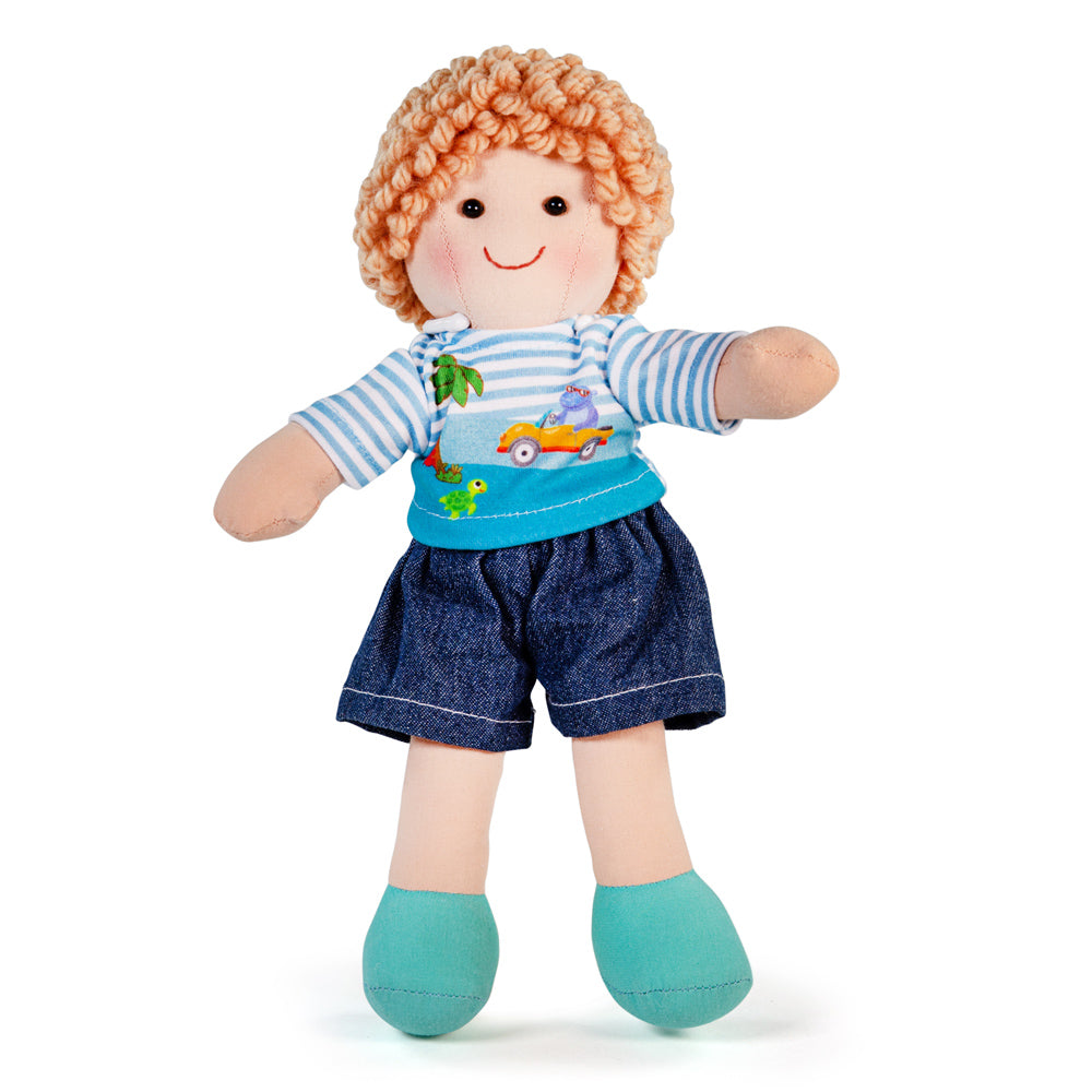 Robin Doll - Medium, , Robin Doll - Medium,Robin Doll is ready to meet his new best pal! Robin is a soft and cuddly ragdoll dressed in an adorable outfit. Robin has curly hair and wears a striped top with a beach design, denim shorts and blue shoes. Robin Doll’s soft material makes him the perfect toddler doll as he’s 34cm tall and gentle on little hands. Robin,Robin Doll - MediumRobin Doll is ready to meet his new best pal! Robin is a soft and cuddly ragdoll dressed in an adorable outfit. Robin has curly h