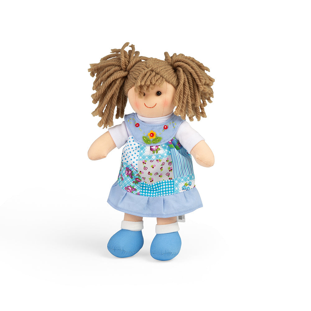 Sarah Doll - Small, , Sarah Doll - Small,Sarah Doll is ready to meet her new little best friend! Sarah is a soft and cuddly ragdoll dressed in an adorable outfit. Sarah’s hair comes tied up in cute bunches and she wears her very own Bigjigs Toys blue floral dress and matching blue shoes Sarah Doll’s soft material makes her the perfect toddler doll as she’s sm,Sarah Doll - SmallSarah Doll is ready to meet her new little best friend! Sarah is a soft and cuddly ragdoll dressed in an adorable outfit. Sarah’s ha