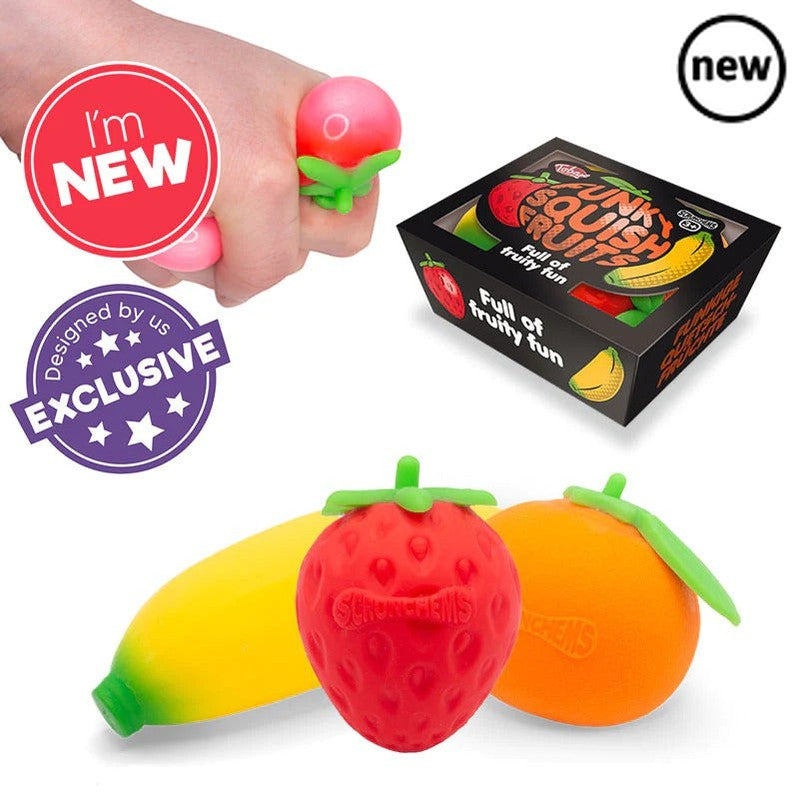 Scrunchems Funky Squish Fruits, Scrunchems Funky Squish Fruits, fidget toys,stretchy fidget toys,stress ball,adhd,autism,fiddle toys,stress toys,fidget toys, Scrunchems Funky Squish Fruits,The Scrunchems Funky Squish Fruits are absolutely adorable - with their bright colors and fun shapes, they're sure to have kids laughing and smiling in no time. With bananas, strawberries, and oranges to choose from, there's something for every fruit lover. And the best part? These fruits are made to be squished,The Scrun