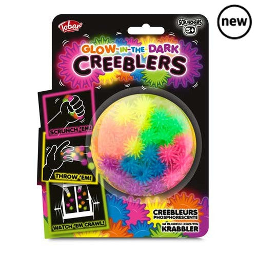 Scrunchems Glow in the Dark Creeblers, Scrunchems Glow in the Dark Creeblers,Creeblers,Fidget toys,Sensory toy,Children's sensory toys,Creeblers, Scrunchems Glow in the Dark Creeblers,The Scrunchems Glow in the Dark Creeblers tendril balls climb and tumble down walls and windows. Throw a Scrunchems Glow in the Dark Creebler at a smooth vertical surface and it will stick to it before gracefully walking down to the ground. The design of each Scrunchems Glow in the Dark Creebler is covered withThe Scrunchems G