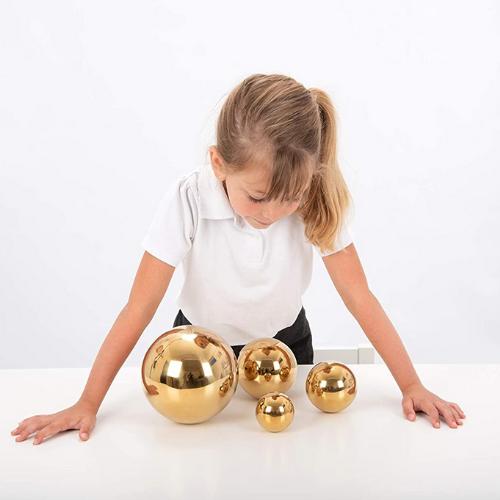 Sensory Reflective Gold Balls, Sensory Reflective Gold Balls,Sensory Balls,Reflective sensory resources,Early years sensory resources,sensory toys, Sensory Reflective Gold Balls,Sensory Reflective Gold Balls Engage your child’s senses and curiosity with the Sensory Reflective Gold Balls, a delightful set of four stainless steel tactile balls. These smooth, gold-finished spheres provide a distorted, fish-eye lens view of the world, offering children a fascinating and interactive sensorySensory Reflective Gol