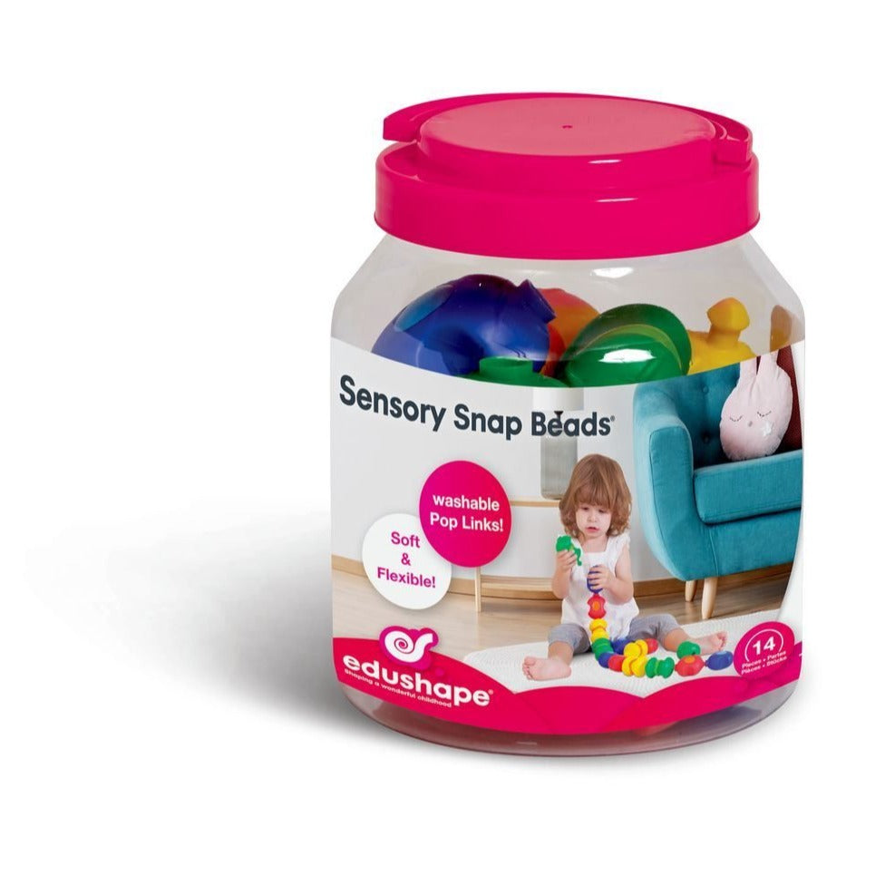 Sensory Snap Beads, Sensory Snap Beads,EDUSHAPE SNAP BEADS,baby snap beads,linking games,fine motor skills games,gross motor skill development toy games, Sensory Snap Beads,Sensory Snap Beads come within a handy storage tub and there are 14 sensory snap beads provided. Sensory Snap Beads have such simplicity which encourages repetitive play that babies and children love while stimulating visual development and eye-hand coordination. Hand your child a bead and immediately it becomes their ,Sensory Snap Beads