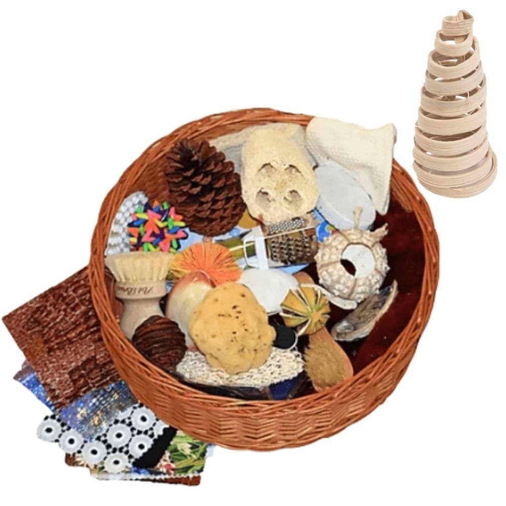 Sensory Treasure Basket, Sensory Treasure Basket children,baby treasure baskets,baby treasure baskets,special needs treasure baskets,treasure baskets, Sensory Treasure Basket,Explore, discover, and immerse yourself in the world of senses with our Sensory Treasure Basket! Crafted for children beginning their journey into understanding their environment, this basket is not just a toy but an experience that unfolds the magic of senses. Features: Diverse Textures: Dive into a range of tactileExplore, discover, 