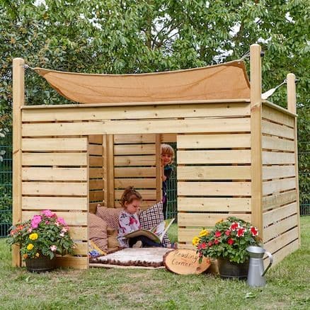 Shade Sail Shelter, Shade Sail Shelter,Outdoor classroom resources,outdoor learning resources,outdoor play resources,school outdoor equipment, Shade Sail Shelter,This lovely outdoor shelter features a large sail to protect from the elements. Open-ended and spacious, this shelter can be transformed into an outdoor home corner, reading nook or a construction zone. This is made from pre-treated Scandinavian Redwood which is guaranteed against rot and insect infestation for 10 year,Shade SailThis lovely outdoor