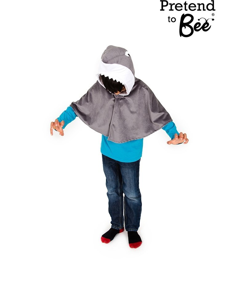 Shark Cape Fancy Dress, Shark Cape Fancy Dress,fancy dress toys,fancy dress costumes animals insects,Childrens Dressing up costumes,dressing up toys,dressing up cloaks, Shark Cape Fancy Dress,Get ready to make a splash at your next costume party with our Shark Cape Fancy Dress! Designed to help you swim circles around your friends, this jaw-some outfit features a super-soft grey velour cloak with a padded white and grey shark-head hood.The shark-head hood is complete with beady felt eyes, spiky white teeth,