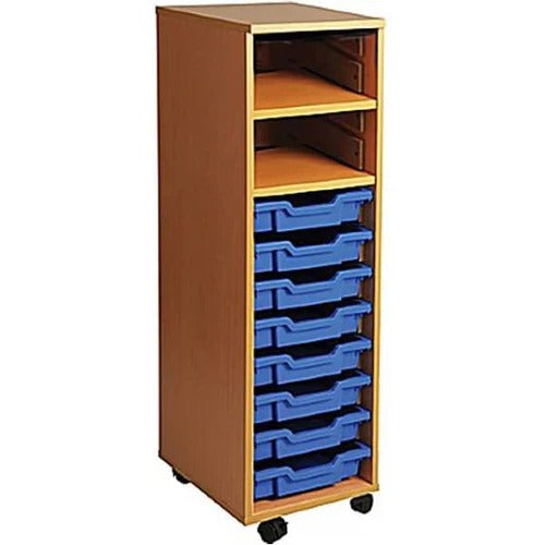 Single Bay Mobile Art Storage Combi Unit with 8 Trays, , Single Bay Mobile Art Storage Combi Unit with 8 Trays,A single bay mobile art storage unit which features 8 Gratnells trays and 2 shelves suitable for essential supplies like paper and card. Perfect for a variety of storage purposes within the many environments like offices, libraries, classrooms and play areas. Delivered fully assembled and ready for use. Made fromA single bay mobile art storage unit which features 8 Gratnells trays and 2 shelves sui