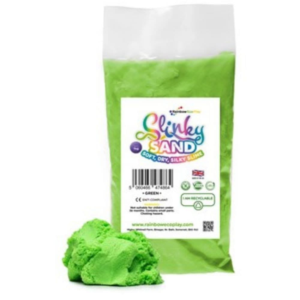 Slinky Sand Green 1kg Bag, Slinky Sand Green 1kg Bag,Green sand,slinky sand,Rainbow Eco play sand, Rainbowecoplay ,sensory sand,play sand,coloured play sand, Children's play sand, Slinky Sand Green 1kg Bag,Introducing the Slinky Sand Green 1kg Bag, the perfect sensory resource for children of all ages! This super light and wonderfully tactile sand is designed to provide endless hours of entertainment and developmental benefits. Made of sand, this unique product offers a dry texture that moves and flows just