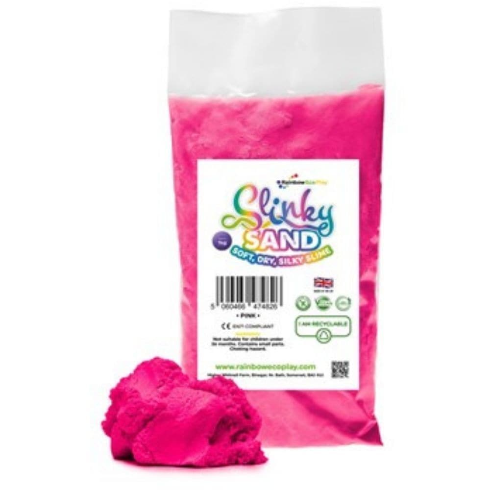 Slinky Sand Pink 1kg Bag, Slinky Sand Pink 1kg Bag,pink sand,Rainbow Eco play sand, Rainbowecoplay ,sensory sand,play sand,coloured play sand, Children's play sand, Slinky Sand Pink 1kg Bag,Dive into a world of tactile wonder with the Slinky Sand Pink 1kg Bag! Perfectly crafted for hands that love to explore, our Slinky Sand offers a mesmerizing blend of sand and slime-like characteristics, making it an unmatched sensory delight. Key Features: Touch & Feel: Ultra-light and incredibly tactile, Slinky SandDiv