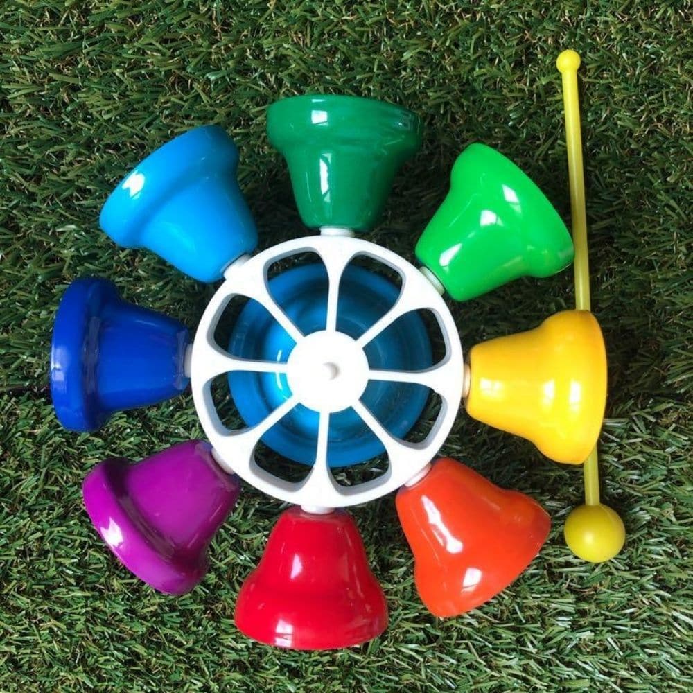 Small Carousel Bells, Small Carousel Bells,rainbow spinning bells,rainbow bells,spinning bells toy,carousel bells toy, Small Carousel Bells,Small Carousel Bells Introduce children to the joy of music with the Small Carousel Bells, a unique musical instrument that makes learning fun and accessible. This instrument features a rotating plastic stand with 8 colourful bells, each tuned to a different note on the musicalSmall Carousel Bells Introduce children to the joy of music with the Small Carousel Bells, a u