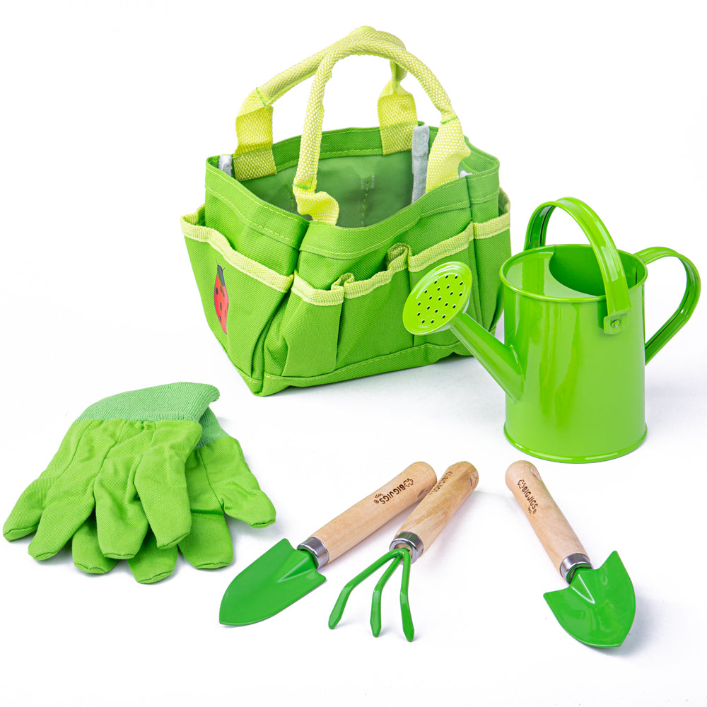 Small Tote Bag with Tools, Small Tote Bag with Tools, | Kids Gardening Tools | Bigjigs Toys | Garden toys | wooden garden toys, Small Tote Bag with Tools,The Bigjigs Toys Small Tote Bag with Children’s Garden Tools has everything little gardeners need, including a watering can with a fixed spout, elasticated gardening gloves, a hand spade, trowel and rake. The tote bag even has a pretty red ladybird accent. Our children’s gardening set is the perfect place to keep allThe Bigjigs Toys Small Tote Bag with Chi