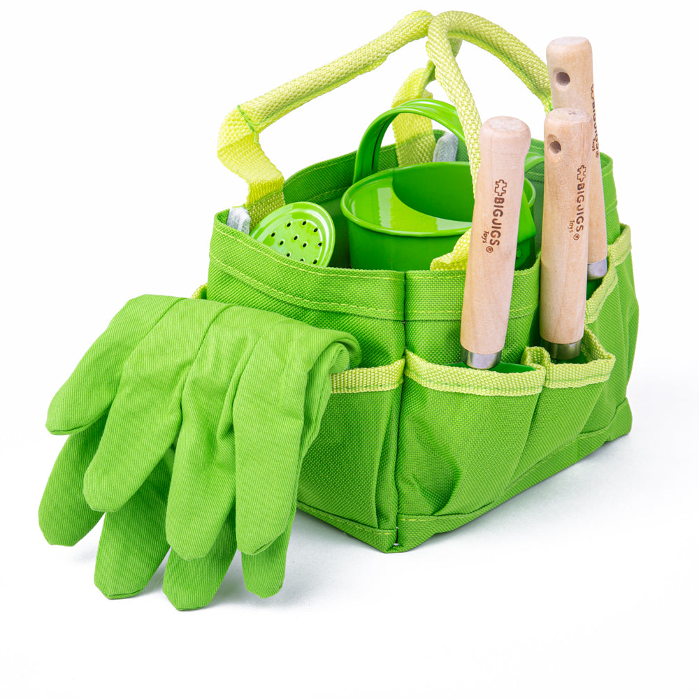 Small Tote Bag with Tools, Small Tote Bag with Tools, | Kids Gardening Tools | Bigjigs Toys | Garden toys | wooden garden toys, Small Tote Bag with Tools,The Bigjigs Toys Small Tote Bag with Children’s Garden Tools has everything little gardeners need, including a watering can with a fixed spout, elasticated gardening gloves, a hand spade, trowel and rake. The tote bag even has a pretty red ladybird accent. Our children’s gardening set is the perfect place to keep allThe Bigjigs Toys Small Tote Bag with Chi