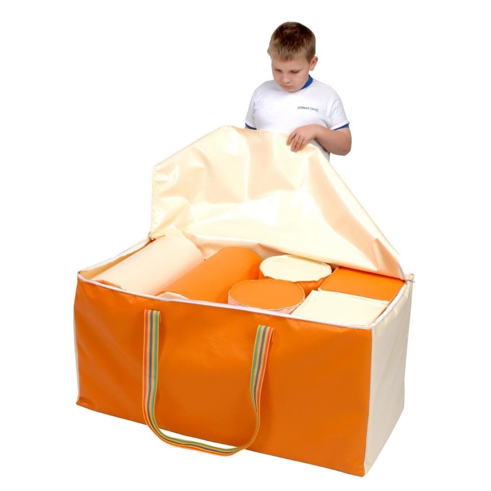 Soft Play Bag Orange and Cream, Soft Play Bag Orange and Cream,Portable soft play equipment,inclusive play ideas,inclusive play for children,childrens inclusion special needs, Soft Play Bag Orange and Cream,Stimulate imagination and sensory development with our Soft Play Bag Orange and Cream, a versatile and visually engaging addition to any nursery, playroom, or gym class. This thoughtfully designed soft play kit features a two-tone, high-contrast design, making it perfect for babies and visually impaired 