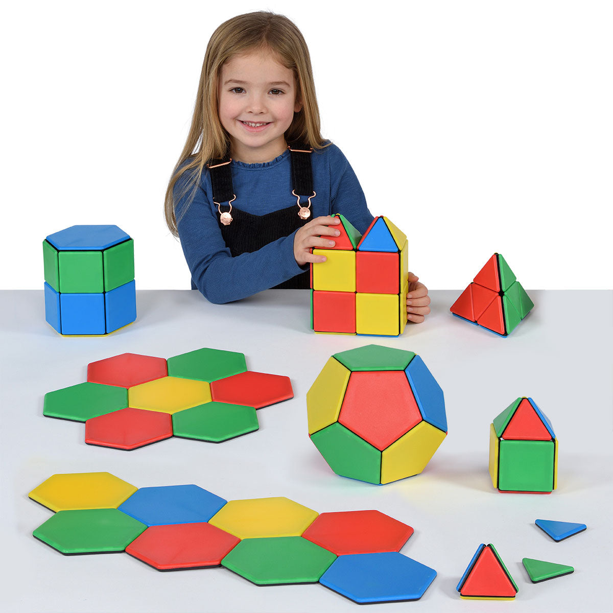 Solid Magnetic Polydron Essential Shapes Set, Solid Magnetic Polydron Essential Shapes Set,Polydron Class Set,Polydron,Polydron toys,Polydron construction,construction resources,polydron, Solid Magnetic Polydron Essential Shapes Set,The Solid Magnetic Polydron Essential Shapes Set is the perfect tool for building complex shapes and teaching geometry, construction, and polarity to larger groups of children. With a total of 104 pieces, including 36 squares, 36 equilateral triangles, 12 pentagons, and 20 hexag