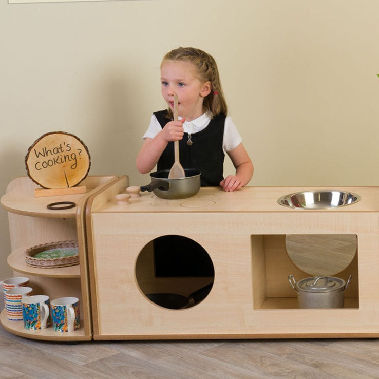 Solway Low Kitchen, Solway Low Kitchen,Children's role play kitchen,Children's pretend play kitchen, Solway Low Kitchen,A compact low-level kitchen featuring etched hob rings, turning knobs, a stainless-steel bowl and storage spaces underneath. An open-ended addition to our Solway range designed to add realism to role play. The Solway range includes a quality selection of play, reading and tray storage units. Every unit comes with conne,Solway Low KitchenA compact low-level kitchen featuring etched hob ring