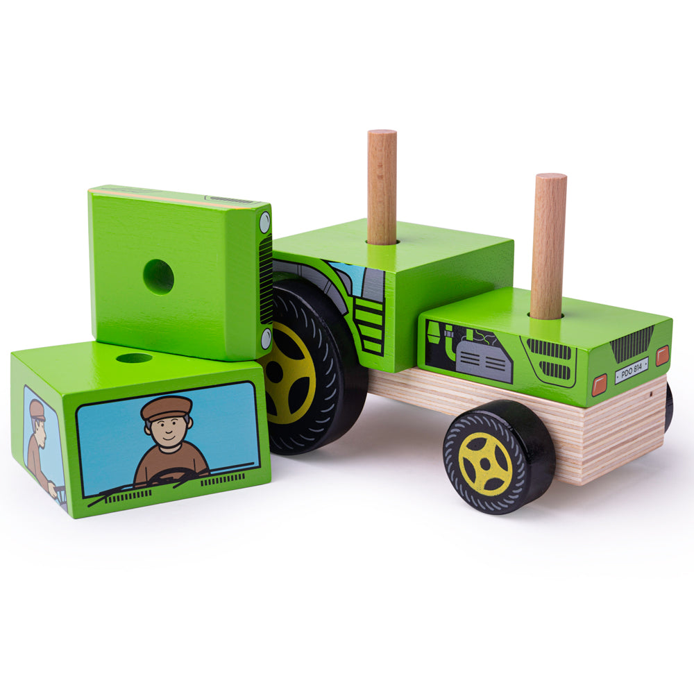 Stacking Tractor, Stacking Tractor,shape sequencing games,shape sequencing toys,shape recognition games, Stacking Tractor,The Farmer is on his way to a new countryside adventure in the Bigjigs Toys Stacking Tractor. This vibrant green wooden stacking toy has fine painted detailing and looks similar to the real thing! Kids can develop their dexterity and problem-solving skills with this 2 in 1 stacking and push along toy. Before you can ge,StackingThe Farmer is on his way to a new countryside adventure in th