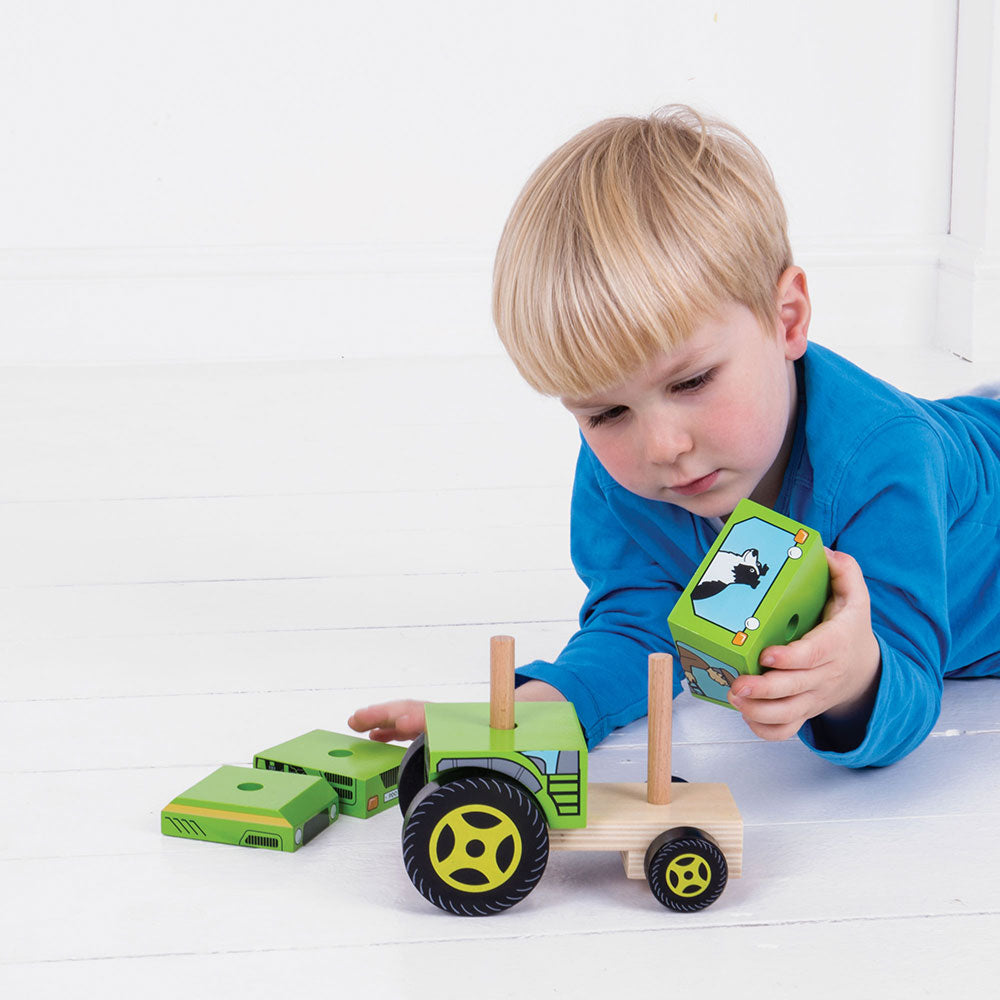 Stacking Tractor, Stacking Tractor,shape sequencing games,shape sequencing toys,shape recognition games, Stacking Tractor,The Farmer is on his way to a new countryside adventure in the Bigjigs Toys Stacking Tractor. This vibrant green wooden stacking toy has fine painted detailing and looks similar to the real thing! Kids can develop their dexterity and problem-solving skills with this 2 in 1 stacking and push along toy. Before you can ge,StackingThe Farmer is on his way to a new countryside adventure in th