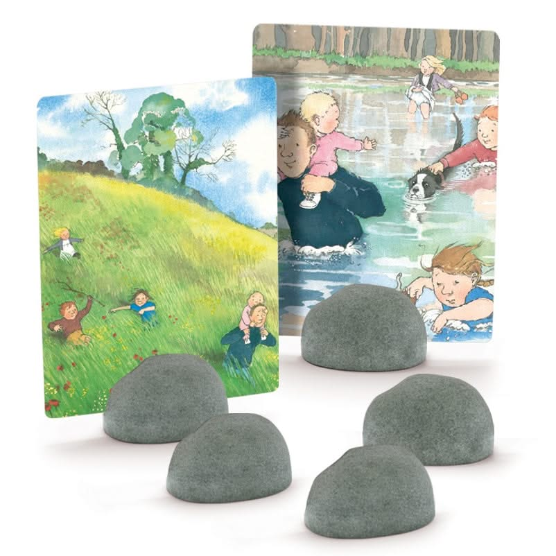 Stand It Stones, Stand It Stones,yellowdoor Stand It Stones,Stand It Stones,yellowdoor resources, Stand It Stones – The Perfect Support for Storytelling & Small World Play The Stand It Stones set provides a simple yet effective solution for propping up story sequencing cards, activity cards, or backdrops for small world play. Made from a durable stone and resin mix, these versatile card holders allow children to create immersive learning environments in sand, soil, water, and play areas. Enhancing Interacti